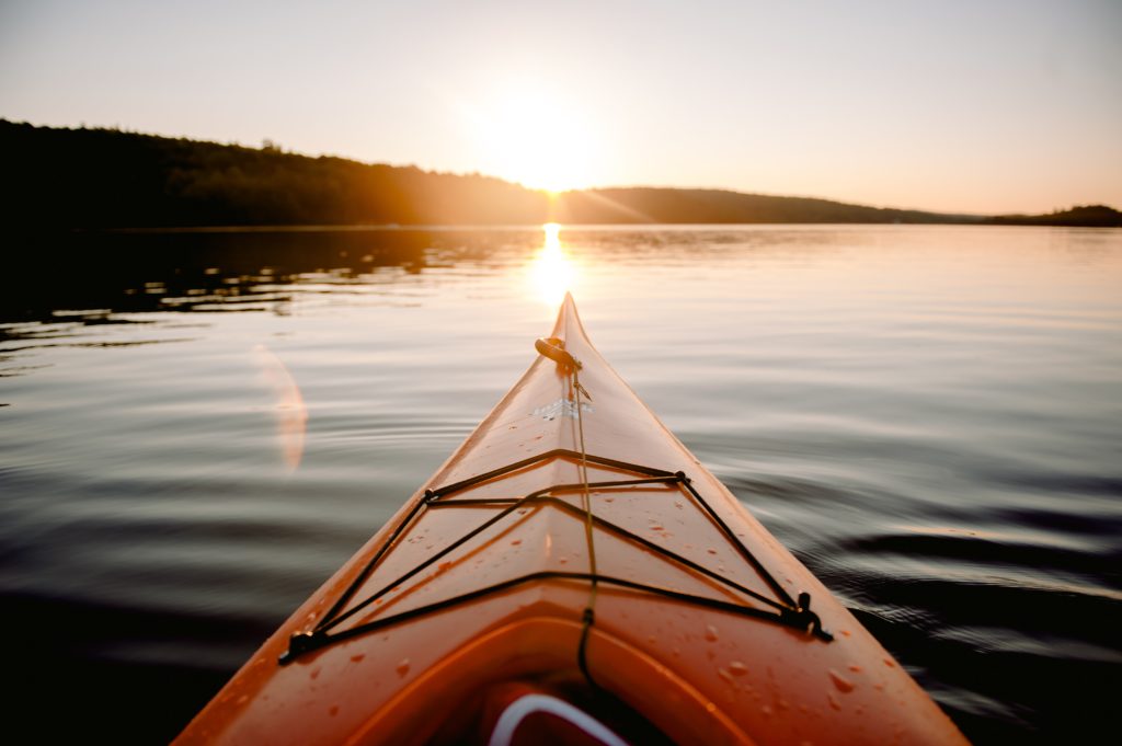 Kayaking at sunset